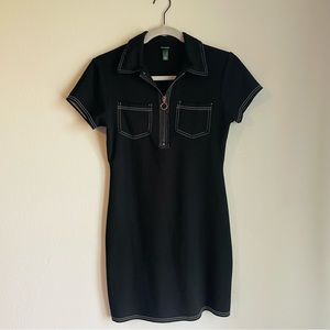Short Black Zip Up Dress